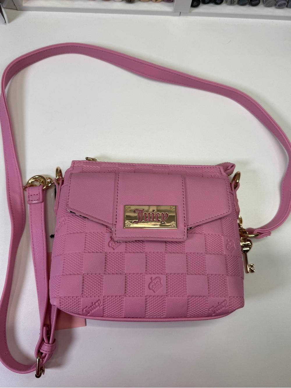 Juicy Couture Bubblegum Pink Checker Crossbody Bag